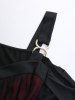 Plus Size Ruffles Skull Buckle Tulip Hem Cold Shoulder Dress -  