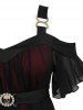 Plus Size Ruffles Skull Buckle Tulip Hem Cold Shoulder Dress -  