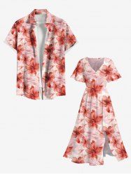 Costume de Plage Grande Taille Imprimé à Fleurs Assorti - Rose clair 