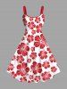Tenue de Plage à Imprimé Fleurs Tropicales D'Hibiscus Grande-Taille pour Couples - Rouge 