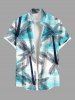 Tenue de Plage Grande Taille Imprimé Cocotiers et Mer en Dégradé de Couleurs pour Couples - Bleu clair 