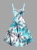 Tenue de Plage Grande Taille Imprimé Cocotiers et Mer en Dégradé de Couleurs pour Couples - Bleu clair 