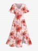 Costume de Plage Grande Taille Imprimé à Fleurs Assorti - Rose clair 