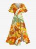 Tenue de Plage Grande Taille Mignon Contrastant Imprimé Cocotier pour la Plage - Orange 