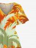 Tenue de Plage Grande Taille Mignon Contrastant Imprimé Cocotier pour la Plage - Orange 