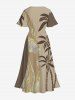 Costume Magnifique de Plage Hawaiien Contrastant Imprimé Cocotier Grande Taille pour Couples - café 