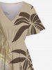 Costume Magnifique de Plage Hawaiien Contrastant Imprimé Cocotier Grande Taille pour Couples - café 