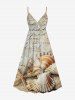 Distressed Ombre Letter Shell Starfish Print Plus Size Matching Hawaii Beach Outfit For Couples - café 