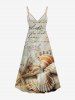 Distressed Ombre Letter Shell Starfish Print Plus Size Matching Hawaii Beach Outfit For Couples - café 
