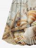 Distressed Ombre Letter Shell Starfish Print Plus Size Matching Hawaii Beach Outfit For Couples - café 