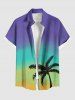 Coconut Tree Dip Dye Ombre Print Plus Size Matching Hawaii Beach Outfit For Couples - Pourpre  