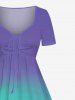 Coconut Tree Dip Dye Ombre Print Plus Size Matching Hawaii Beach Outfit For Couples - Pourpre  