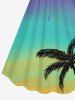 Coconut Tree Dip Dye Ombre Print Plus Size Matching Hawaii Beach Outfit For Couples - Pourpre  