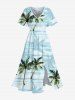 Coconut Tree Sea Print Plus Size Matching Hawaii Beach Outfit For Couples -  