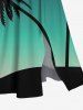 Plus Size Coconut Tree Moon Ombre Galaxy Print Hawaii Split Pocket A Line Midi Dress -  