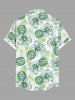 Plus Size Pineapple Tropical Leaf Print Buttons Pocket Hawaii Shirt For Men -  