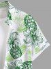 Plus Size Pineapple Tropical Leaf Print Buttons Pocket Hawaii Shirt For Men -  