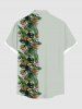 Chemise Imprimé à Fleurs et Feuilles Tropicales à Boutons Grande Taille avec Poche pour Homme - Gris XL