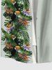 Plus Size Tropical Leaf Flower Print Buttons Pocket Hawaii Shirt For Men -  