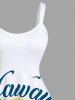 Plus Size Coconut Tree Sea Waves Sun Print Hawaii Tank Dress -  