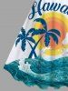 Plus Size Coconut Tree Sea Waves Sun Print Hawaii Tank Dress -  