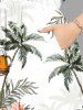 Robe Hawaïen Mi-Longue Fendue Fleur Tropicale et Arbre de Noix de Coco Imprimés de Grande Taille - Blanc L