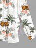 Robe Hawaïen Mi-Longue Fendue Fleur Tropicale et Arbre de Noix de Coco Imprimés de Grande Taille - Blanc L