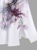 Plus Size Tie Dye Flower Branched Print Split Hawaii Midi Dress -  
