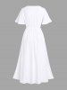Robe Hawaïen Mi-Longue Fendue Fleur Imprimée de Grande Taille - Blanc 4X