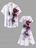 Robe Hawaïen Mi-Longue Fendue Fleur Imprimée de Grande Taille - Blanc 4X