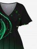 Plus Size Glitter Stars Galaxy Ombre Light Spot Ribbon Print Hawaii Split Pocket A Line Midi Dress -  