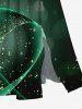 Plus Size Glitter Stars Galaxy Ombre Light Spot Ribbon Print Hawaii Split Pocket A Line Midi Dress -  