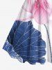 Plus Size Lotus Flower Leaf Print Hawaii A Line Tank Dress -  