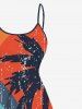 Plus Size Coconut Tree Rainbow Colorblock Print Hawaii High Low Asymmetric Cami Dress -  