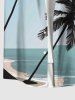 Chemise de Plage Boutonnée Ciel Océan Noix de Coco et Oiseau Imprimés de Grande Taille avec Poche - Bleu clair L