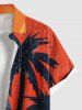 Plus Size Coconut Tree Rainbow Colorblock Print Hawaii Button Pocket Shirt For Men -  