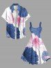 Robe Débardeur de Grande Taille à Imprimé Floral et de Feuilles de Lotus - Bleu 4X