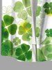 Plus Size Ombre Four Leaf Clover Print Hawaii St. Patrick's Day Button Pocket Shirt For Men -  