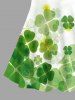 Plus Size Ombre Four Leaf Clover Print Hawaii St. Patrick's Day Crisscross A Line Cami Dress -  