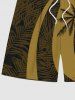 Short de Plage Feuille Arbre Noix de Coco Tropical Imprimé de Grande Taille - Deep Yellow XL