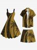 Short de Plage Feuille Arbre Noix de Coco Tropical Imprimé de Grande Taille - Deep Yellow XL