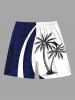 Plus Size Tropical Leaf Coconut Tree Print Beach Shorts -  