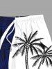 Plus Size Tropical Leaf Coconut Tree Print Beach Shorts -  