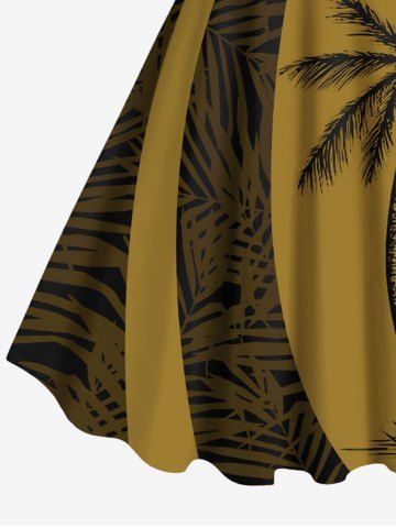 Coconut Tree Tropical Leaf Print Plus Size Matching Hawaii Beach Outfit For Couples