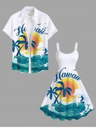 Rouleau Grande Taille à Imprimé Cocotiers et Vagues Marines pour la Plage - Blanc 