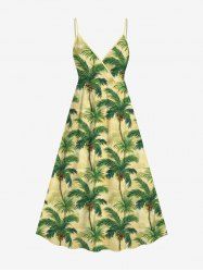 Plus Size Coconut Tree Print Hawaii Ombre Surplice A Line Cami Dress -  