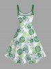Costume de Plage Grande Taille Imprimé à Feuilles Tropicales et Ananas - Vert 
