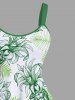 Costume de Plage Grande Taille Imprimé à Feuilles Tropicales et Ananas - Vert 