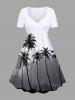 Tenue de Plage Grande Taille Mignon Contrastant Imprimé Cocotier pour la Plage - Blanc 