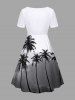 Tenue de Plage Grande Taille Mignon Contrastant Imprimé Cocotier pour la Plage - Blanc 